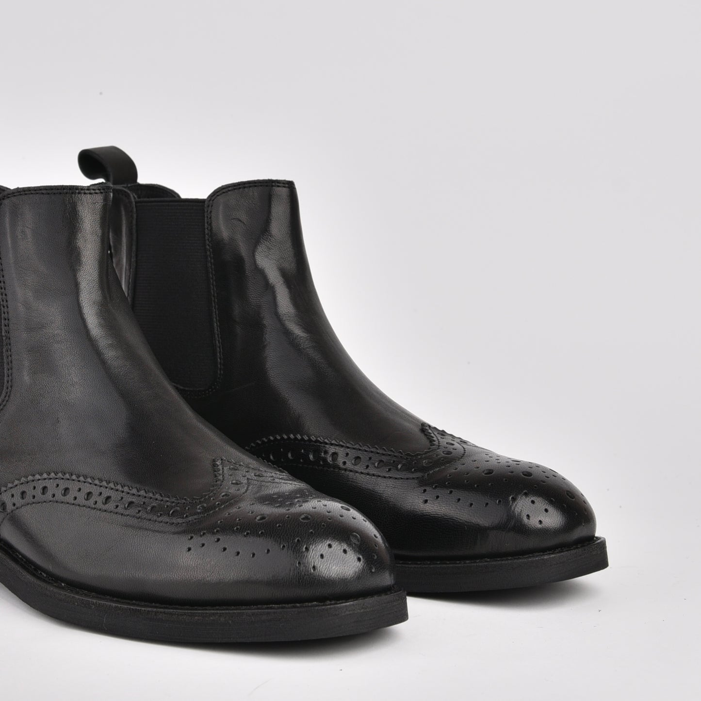 Shalapi genuine leather Chelsea Oxford boots for women in black