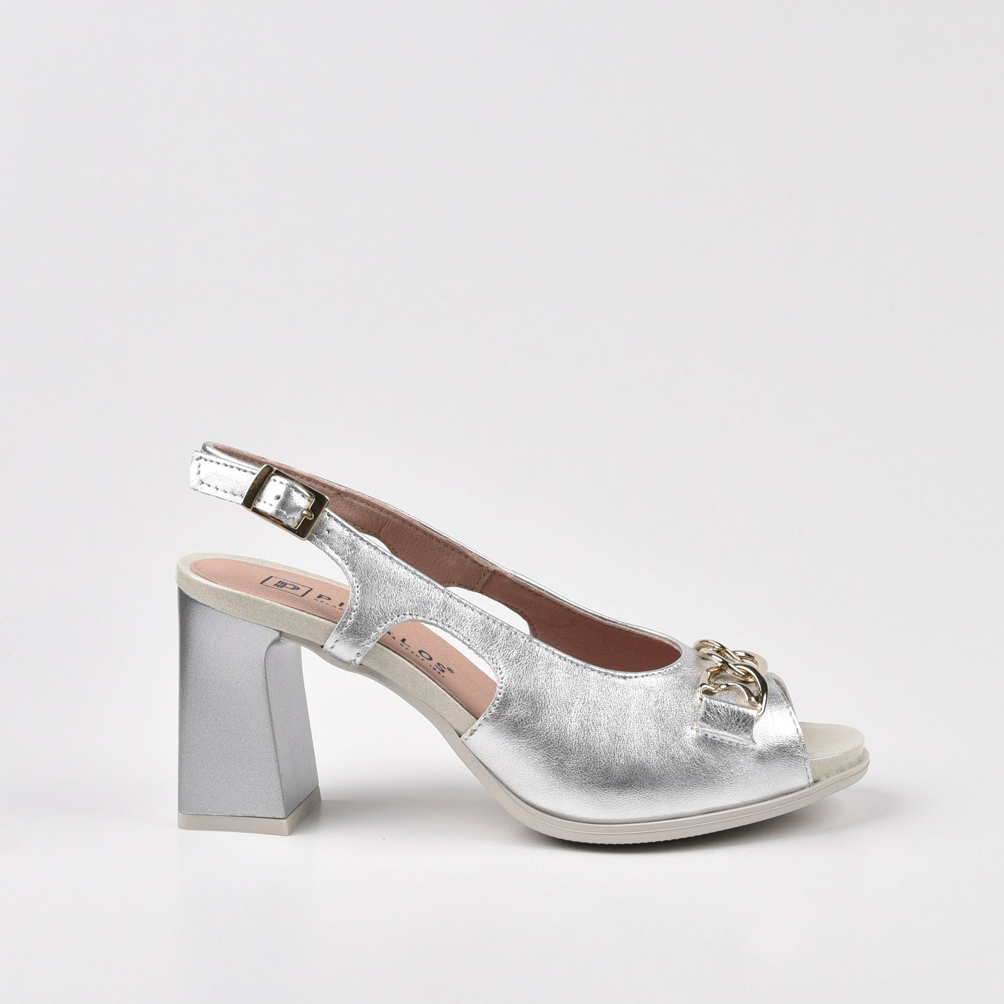 Pitillos Spanish Classic High Heel Sandals for Women in Silver .