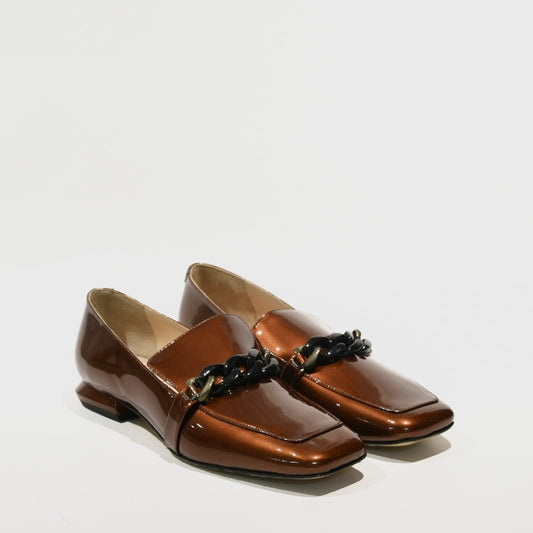 Sofia baldi Turkish loafers for women in shiny Camel