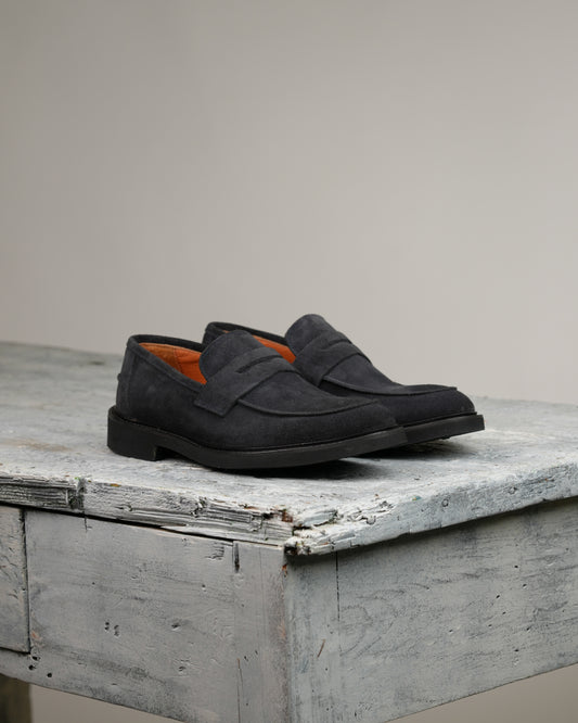 SHALAPI NAPOLI penny loafers for men in suede blue