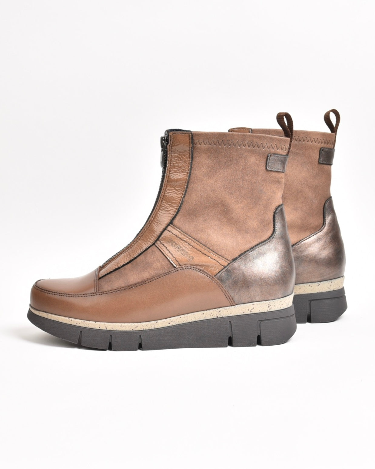 Fluchos boots for women in beige and brown