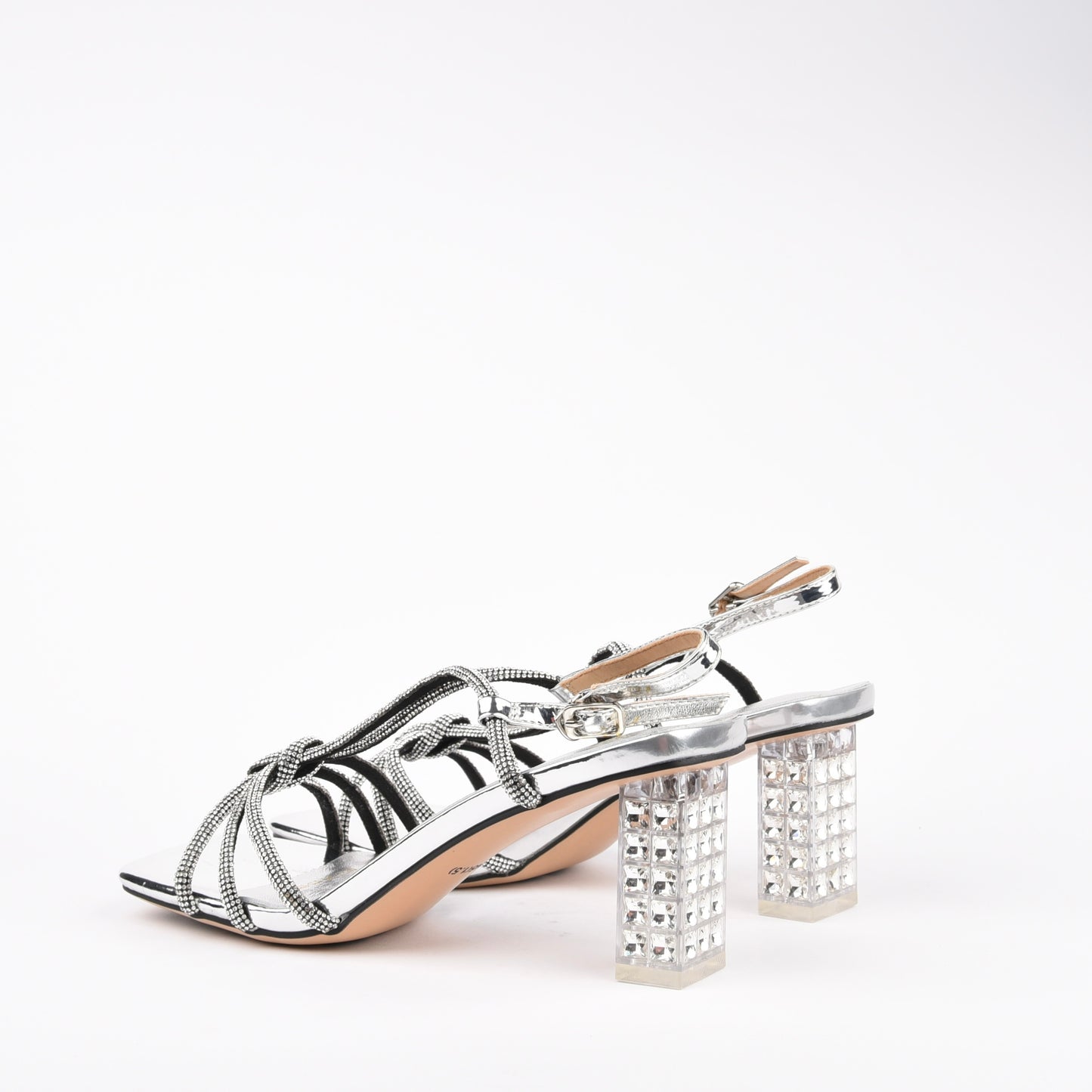 Shalapi Genuine Leather Medium Heel Shoes for women in silver