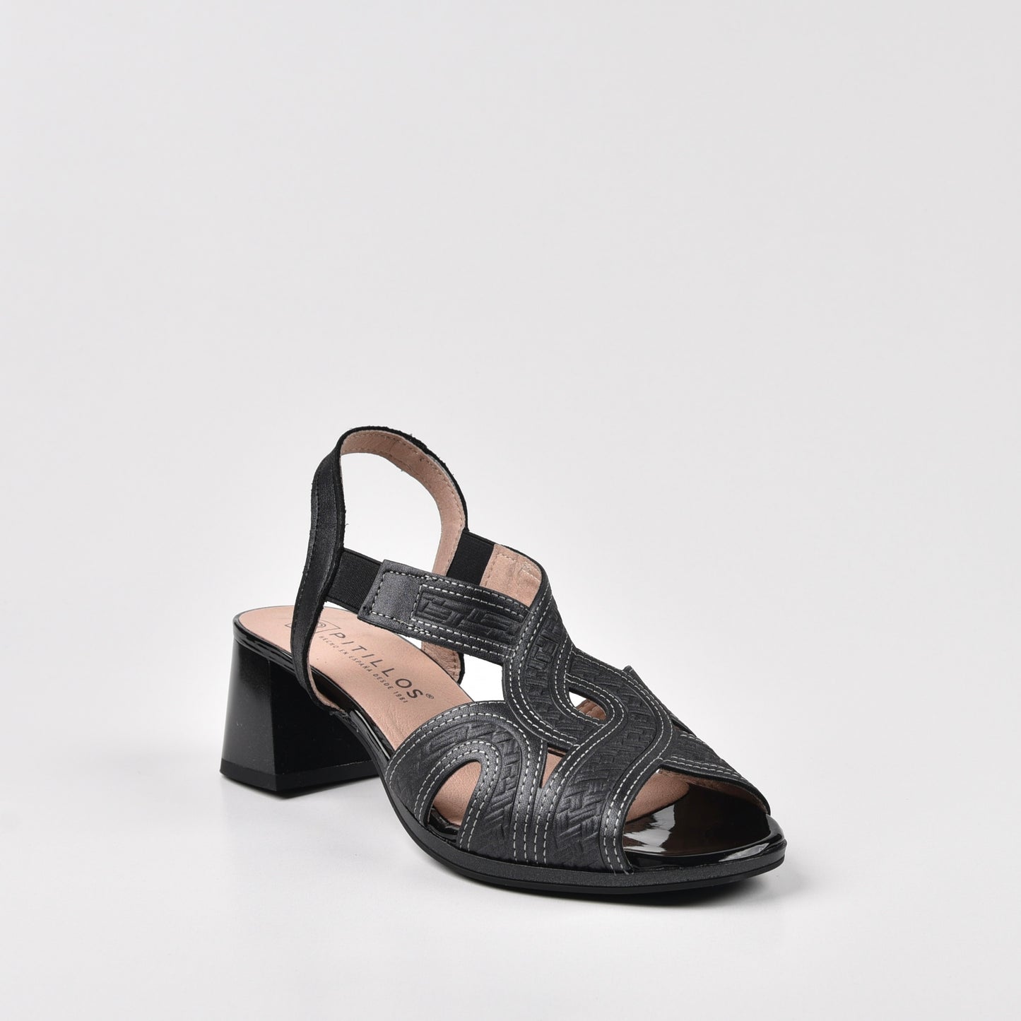 Pitillos Spanish Classic Mid Heel Sandals for Women in Black.