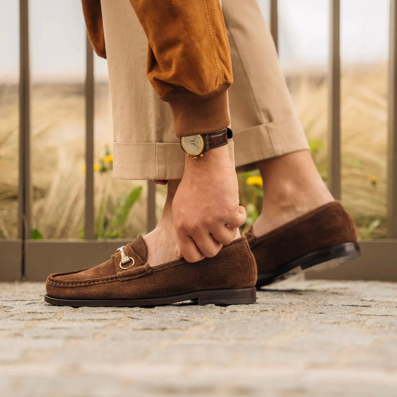 SHALAPI ITALIAN LOAFERS FOR MEN  IN SUEDE BROWN