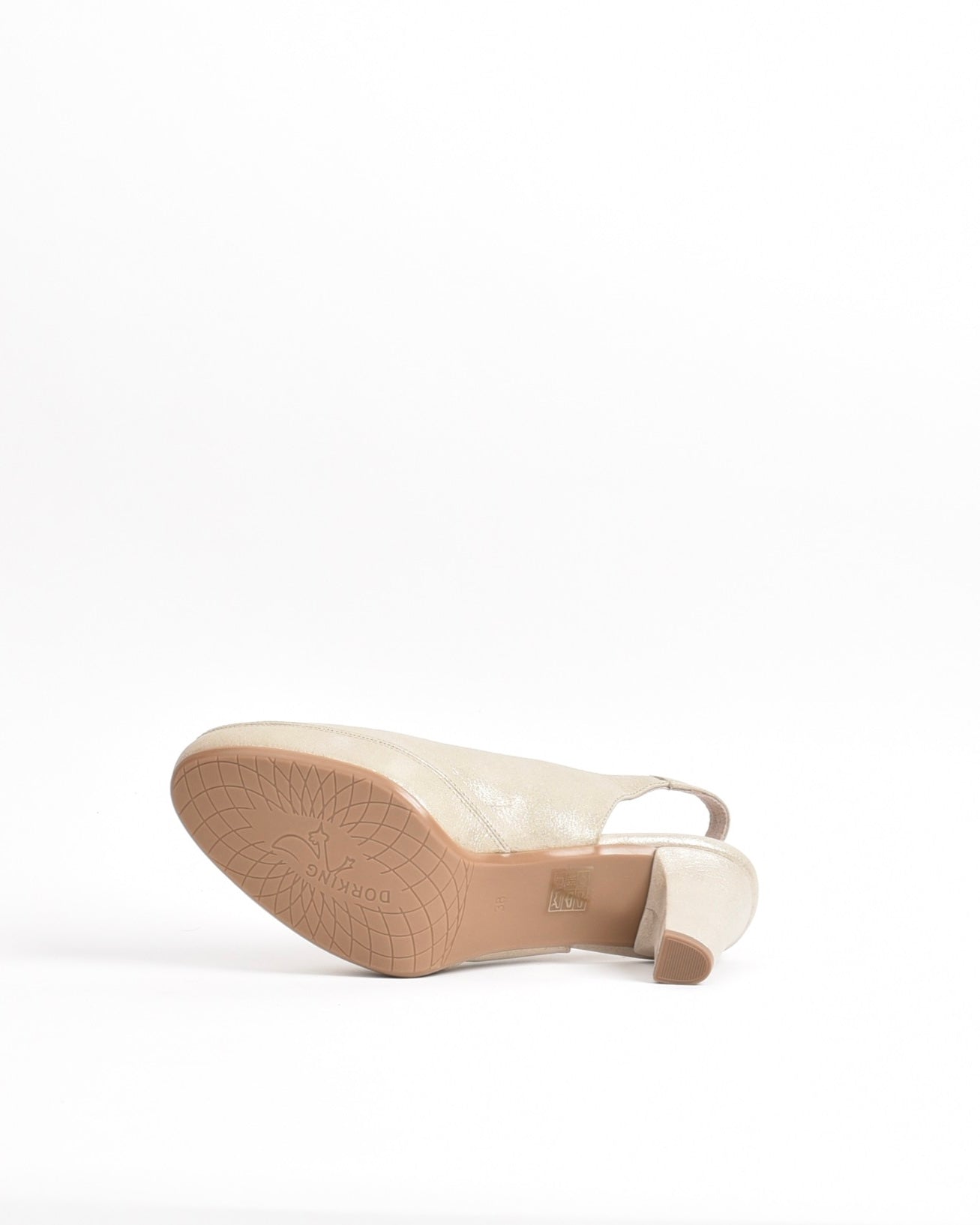 Dorking Fluchos Classic Comfortable Medium heel Sandal for women in Gold.
