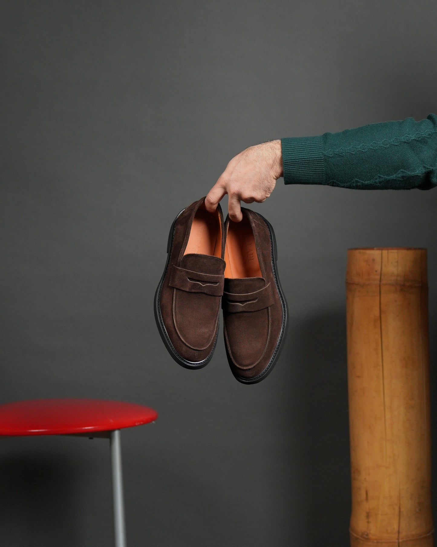 Italian loafers for men in suede brown