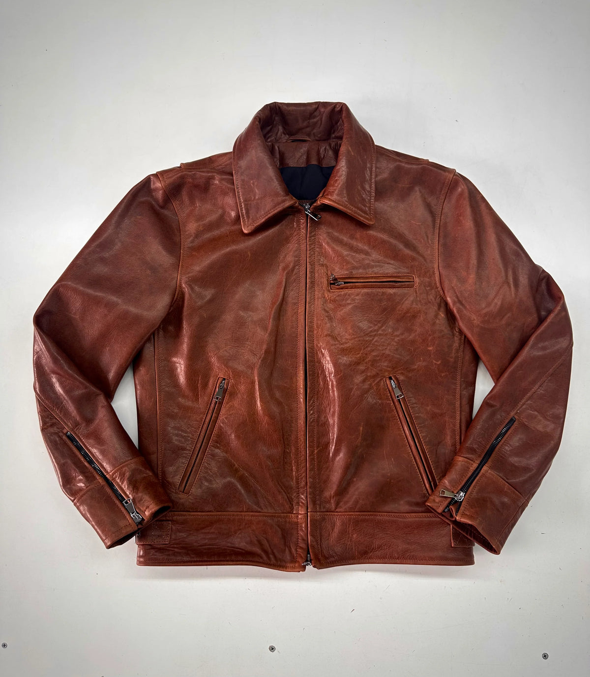 Shalapi italian leather Jacket for men  made in Napoli in light brown
