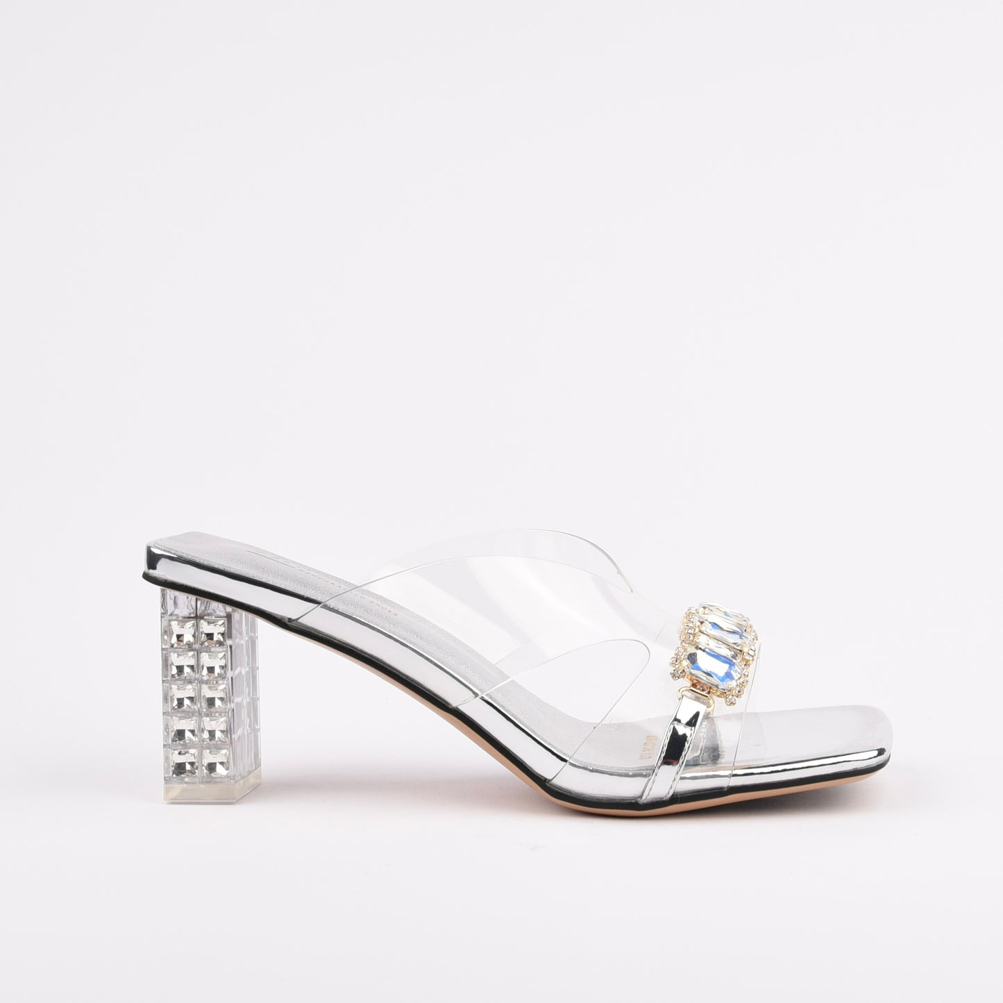 Shalapi high Heel slippers for women in Silver