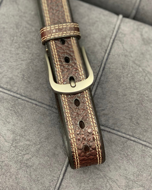 Shalapi Genuine leather belts for jeans for men in brown