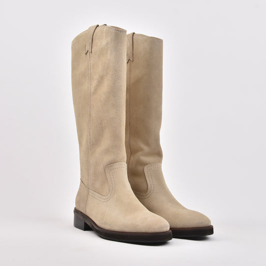 Shalapi genuine leather high ankle boots for women in suede beige