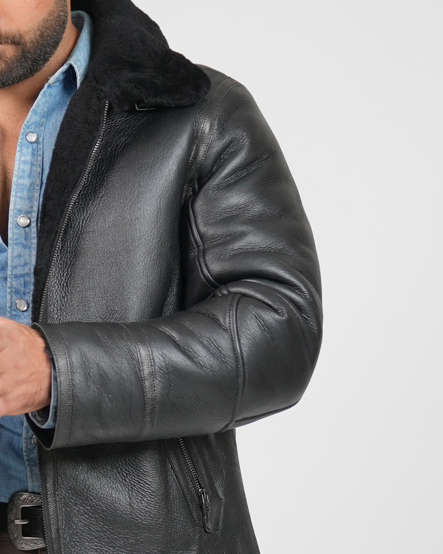 Shalapi Black Leather Jacket for men