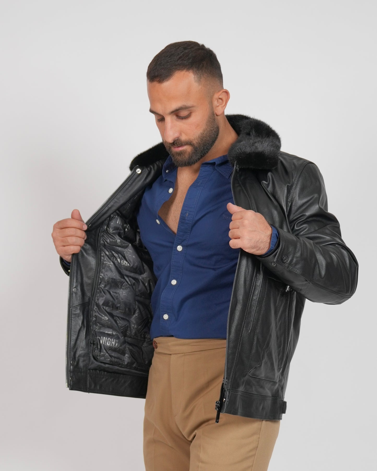 Shalapi Black Leather Jacket for men