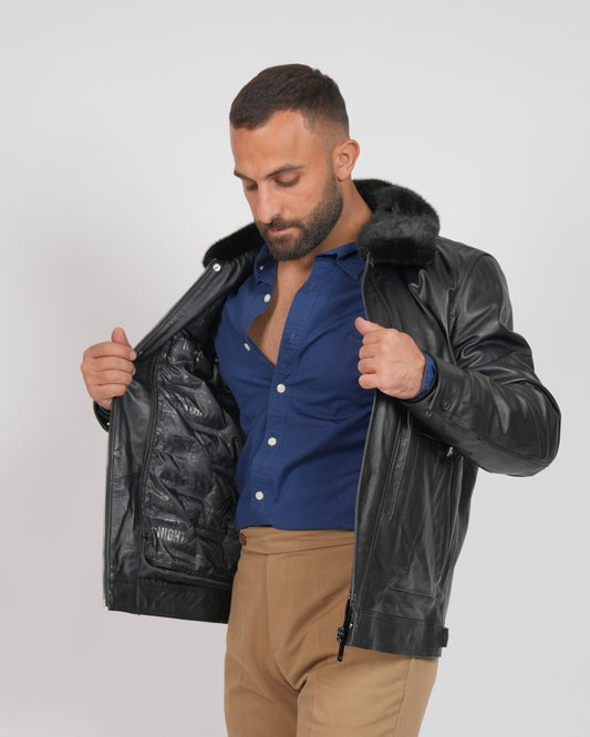 Shalapi Black Leather Jacket for men