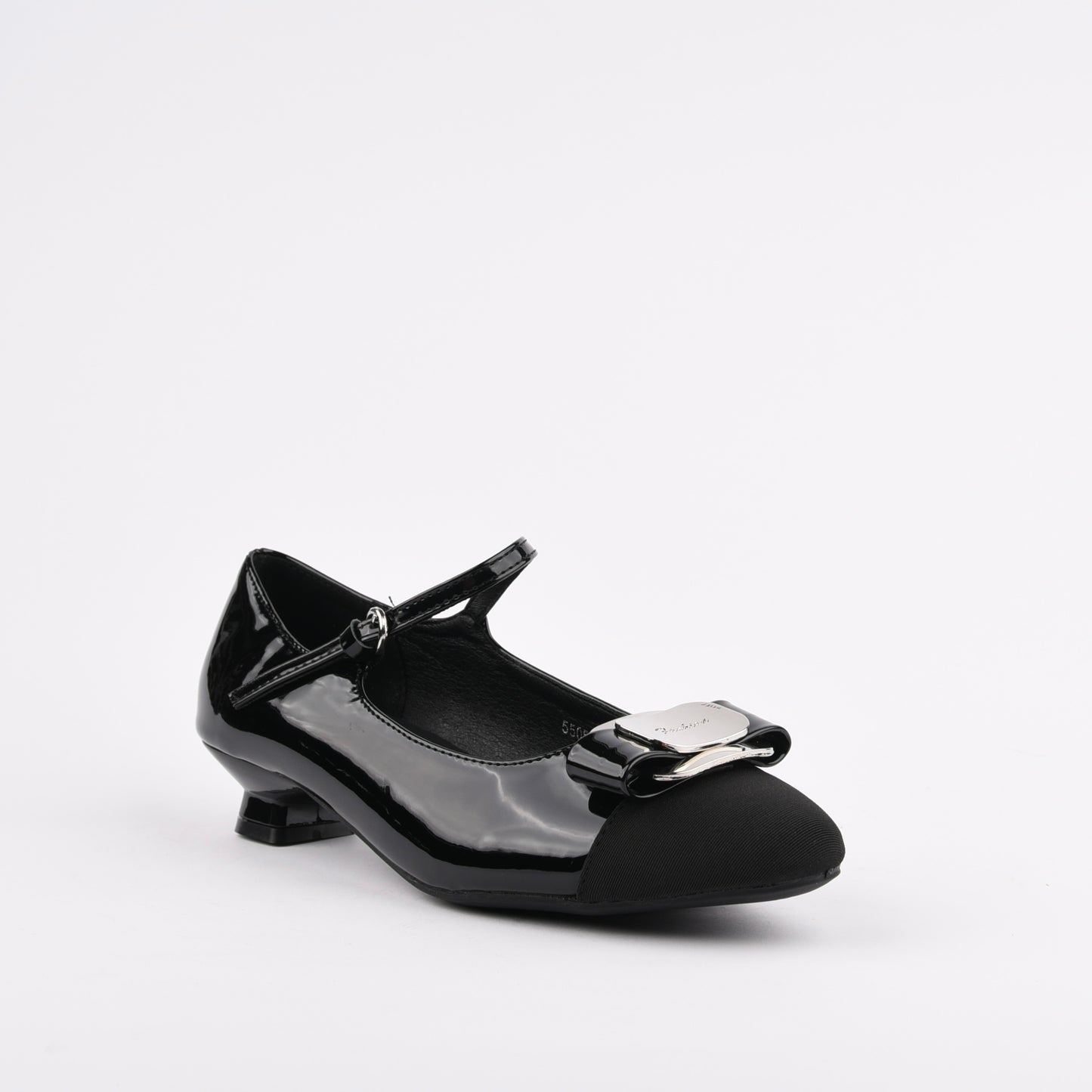 Shalapi classic low heel shoes for women in shiny black