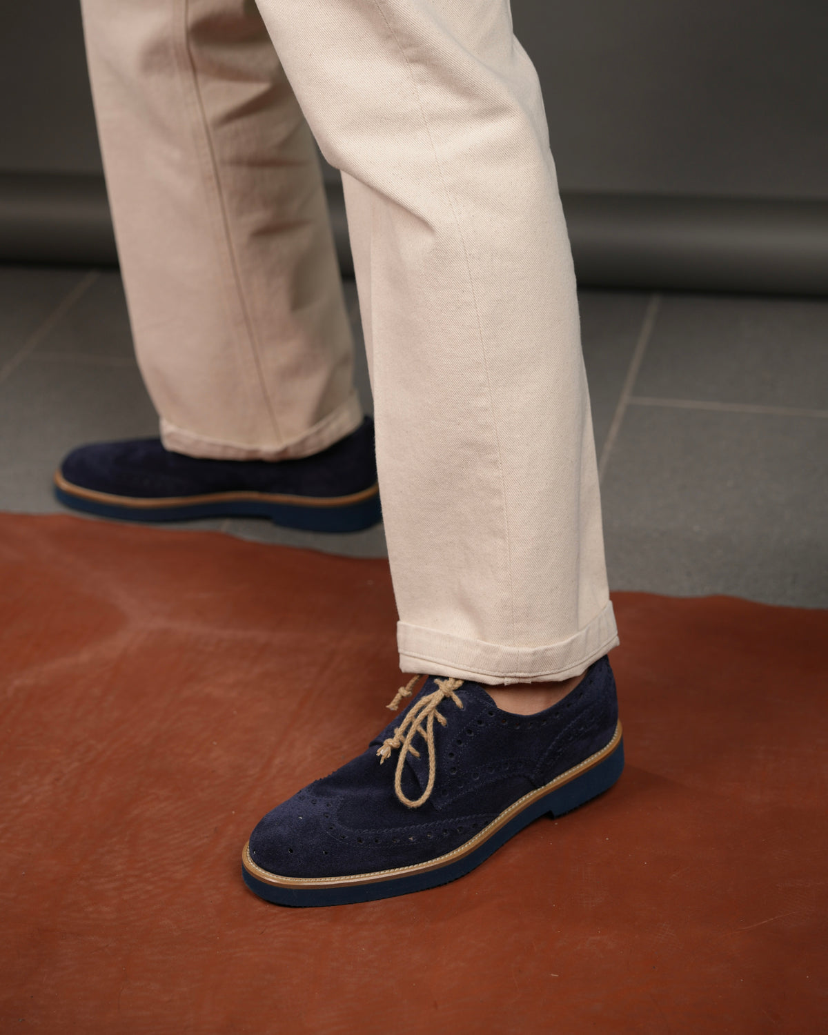 SHALAPI NAPOLI – Oxford brogue Italian Shoes in Suede blue
