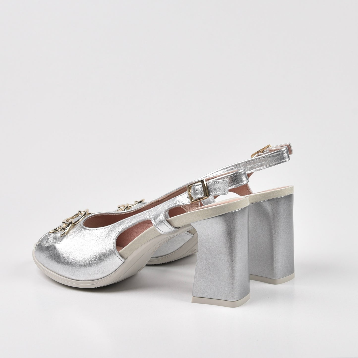 Pitillos Spanish Classic High-Heel Sandal for Women in Silver .