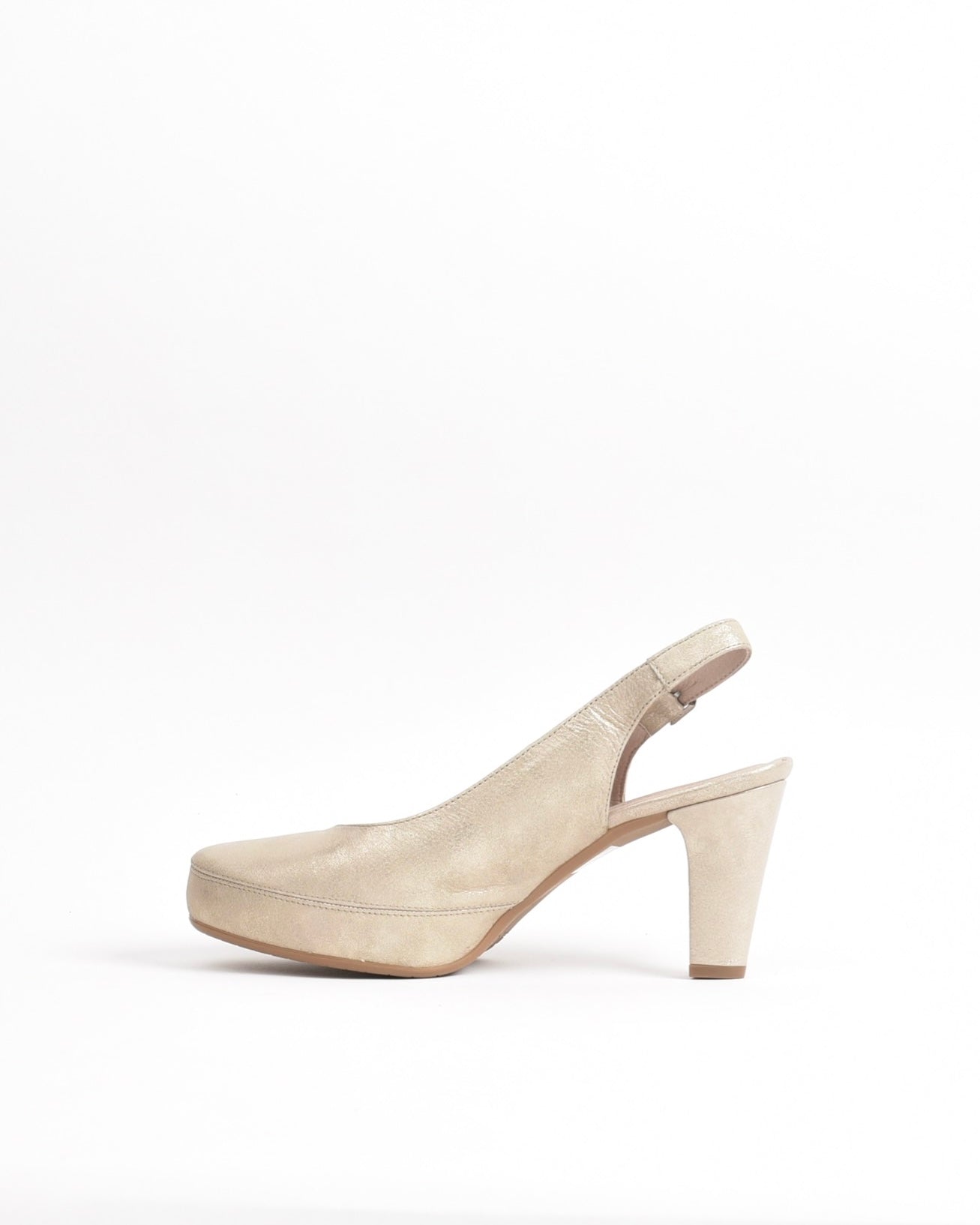 Dorking Fluchos Classic Comfortable Medium heel Sandal for women in Gold.