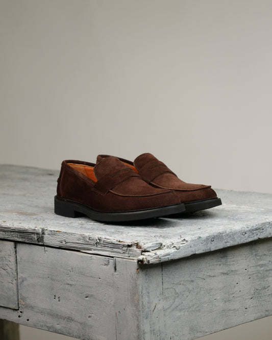 Italian loafers for men in suede brown