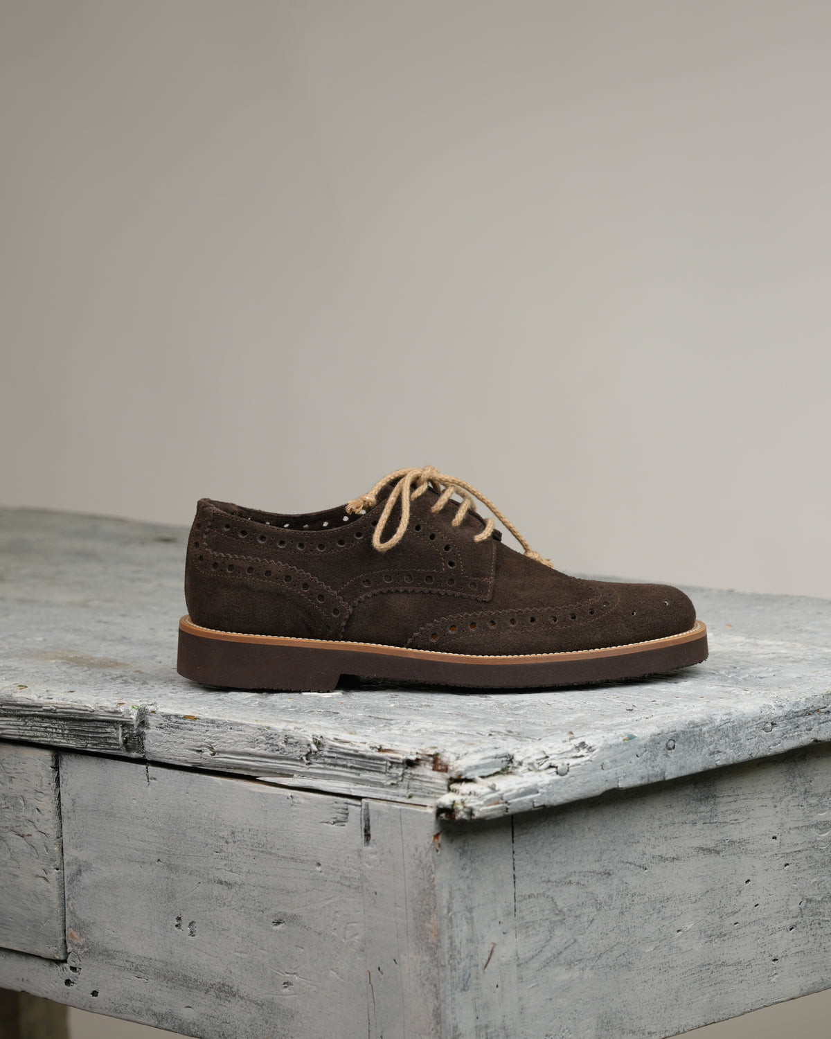 SHALAPI NAPOLI – Oxford brogue Italian Shoes in Suede Brown