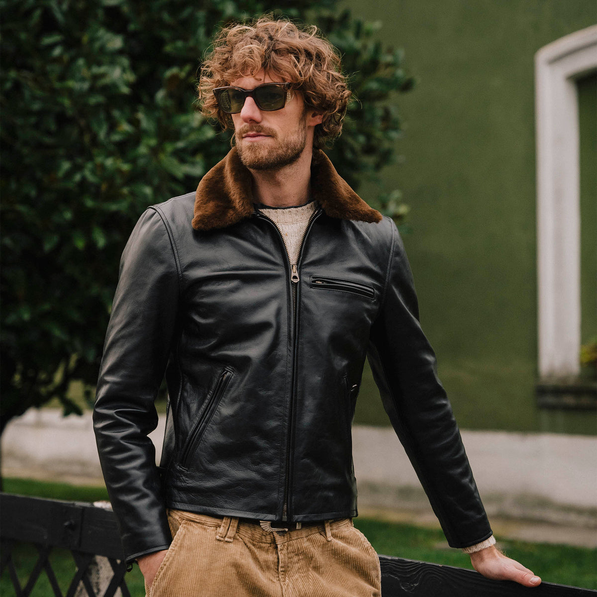 Shalapi italian leather Jacket for men  made in Napoli in black