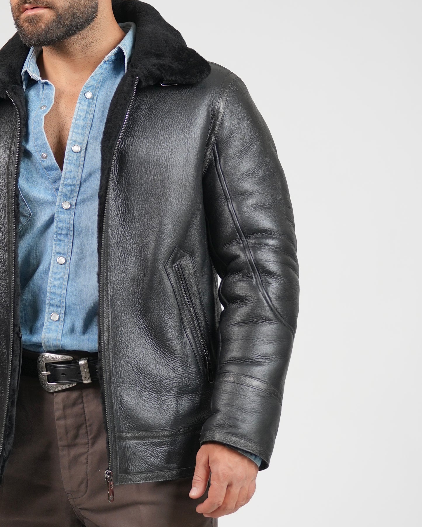 Shalapi Black Leather Jacket for men