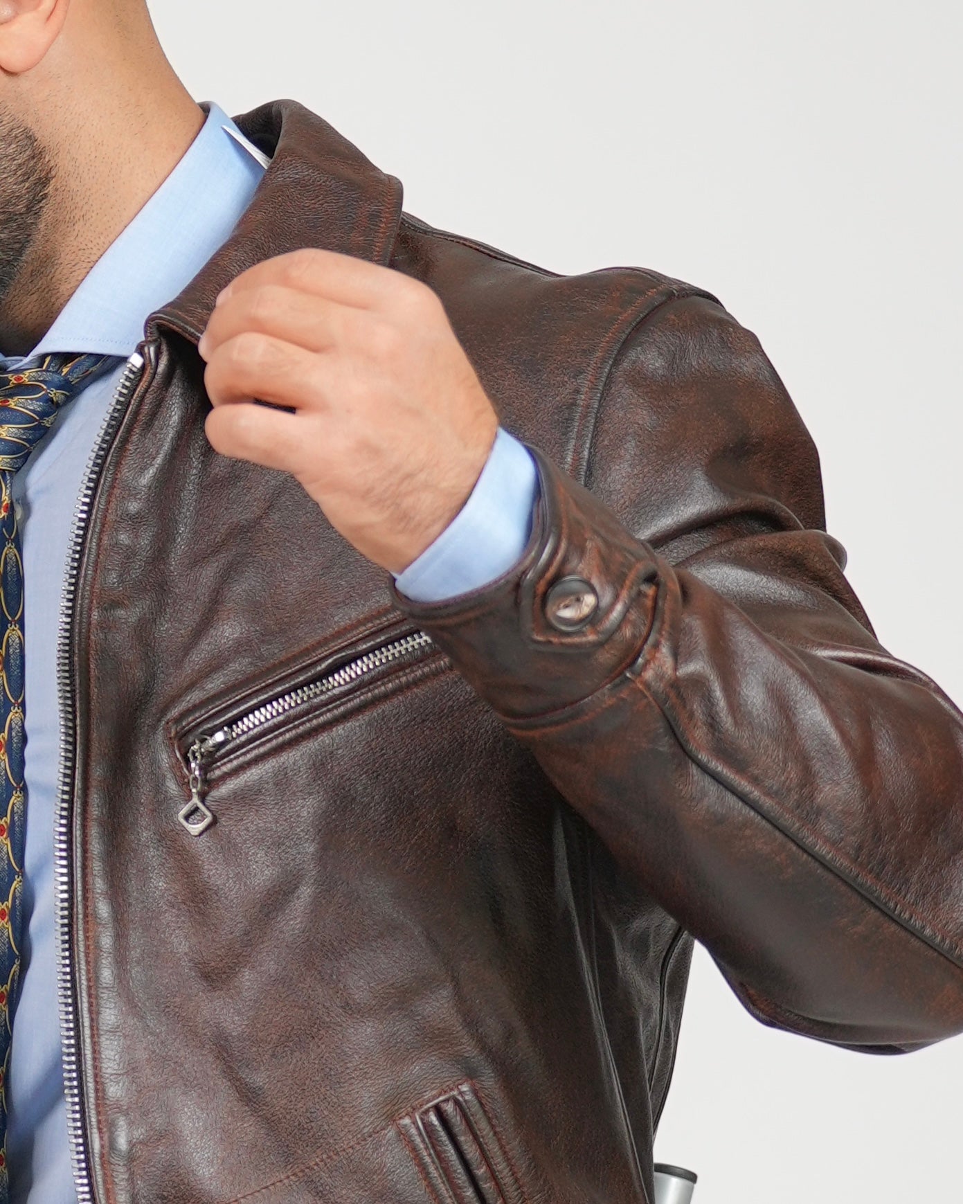 Shalapi Brown Premium Cowhide Leather Jacket for men