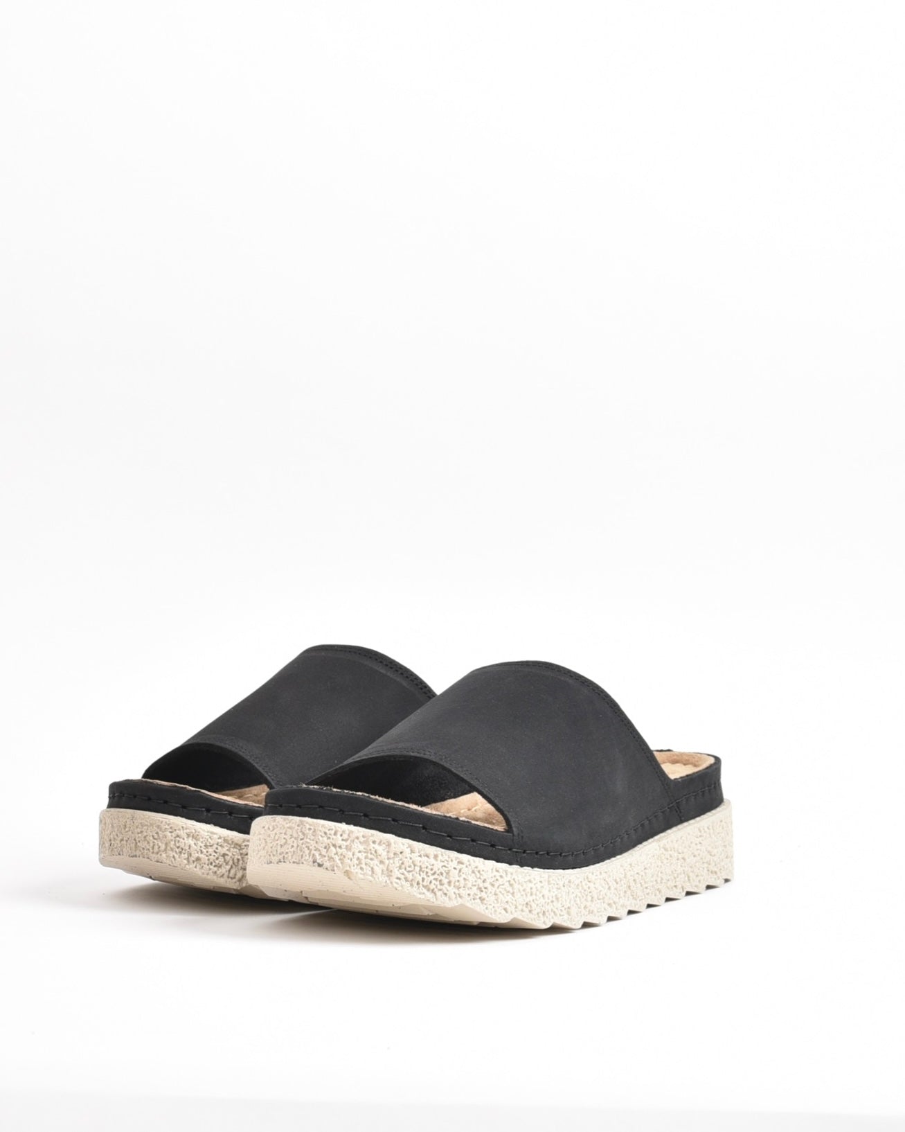 SHALAPI NAPOLI genuine leather slippers for women in Black.