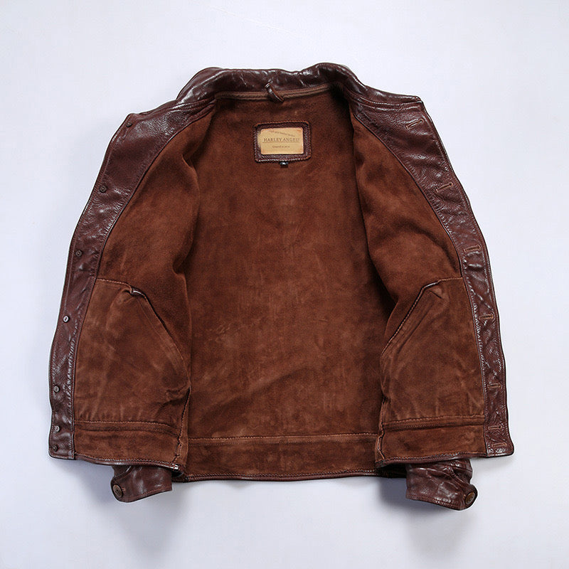 Shalapi guanine leather jackets for men in brown