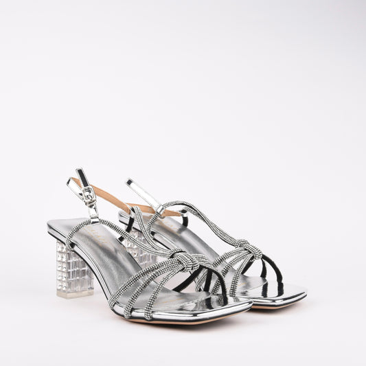 Shalapi Genuine Leather Medium Heel Shoes for women in silver
