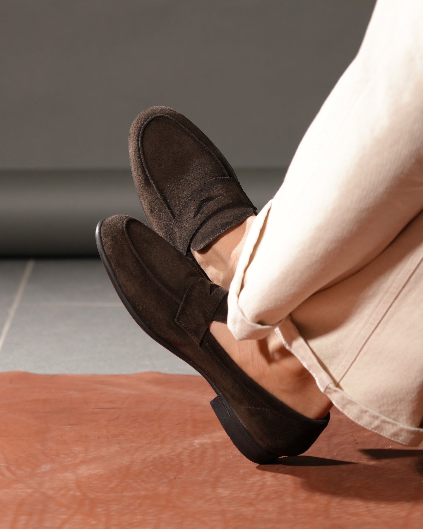 SHALAPI NAPOLI italian loafers for men in suede brown