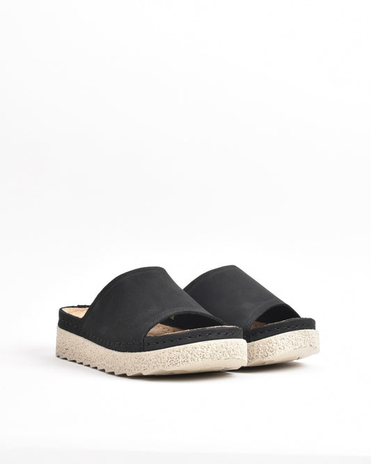 SHALAPI NAPOLI genuine leather slippers for women in Black.