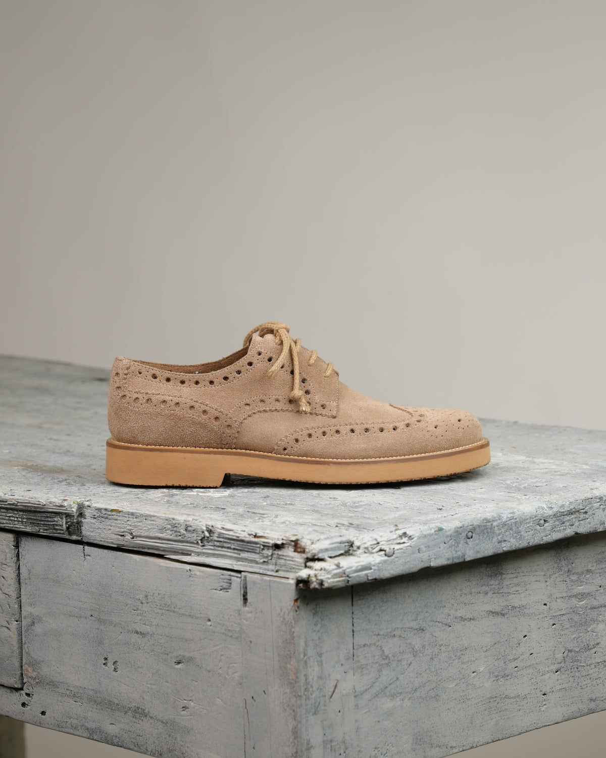 SHALAPI NAPOLI – Oxford brogue Italian Shoes in Suede bige