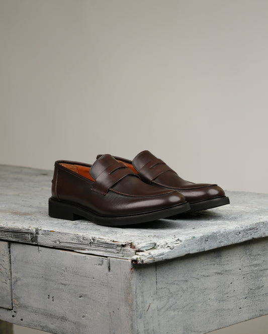 SHALAPI NAPOLI penny loafers for men in crust brown