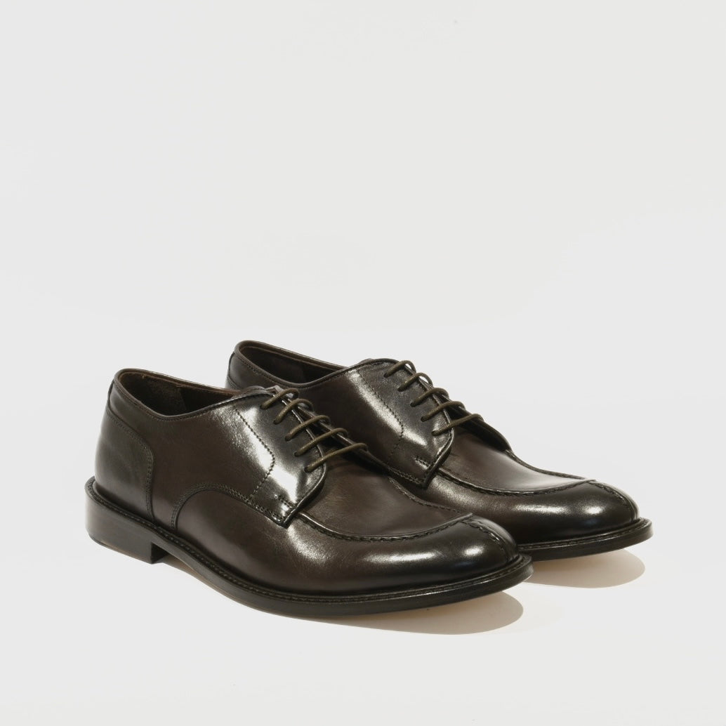 Shalapi Italian Leather Dress Shoes for Men in Dark Brwon