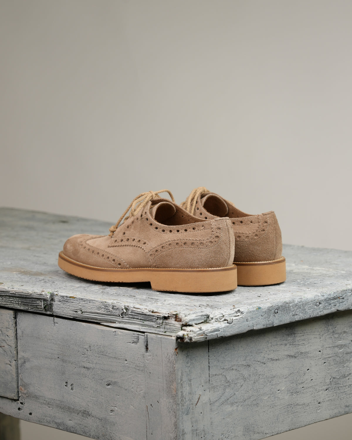 SHALAPI NAPOLI – Oxford brogue Italian Shoes in Suede bige