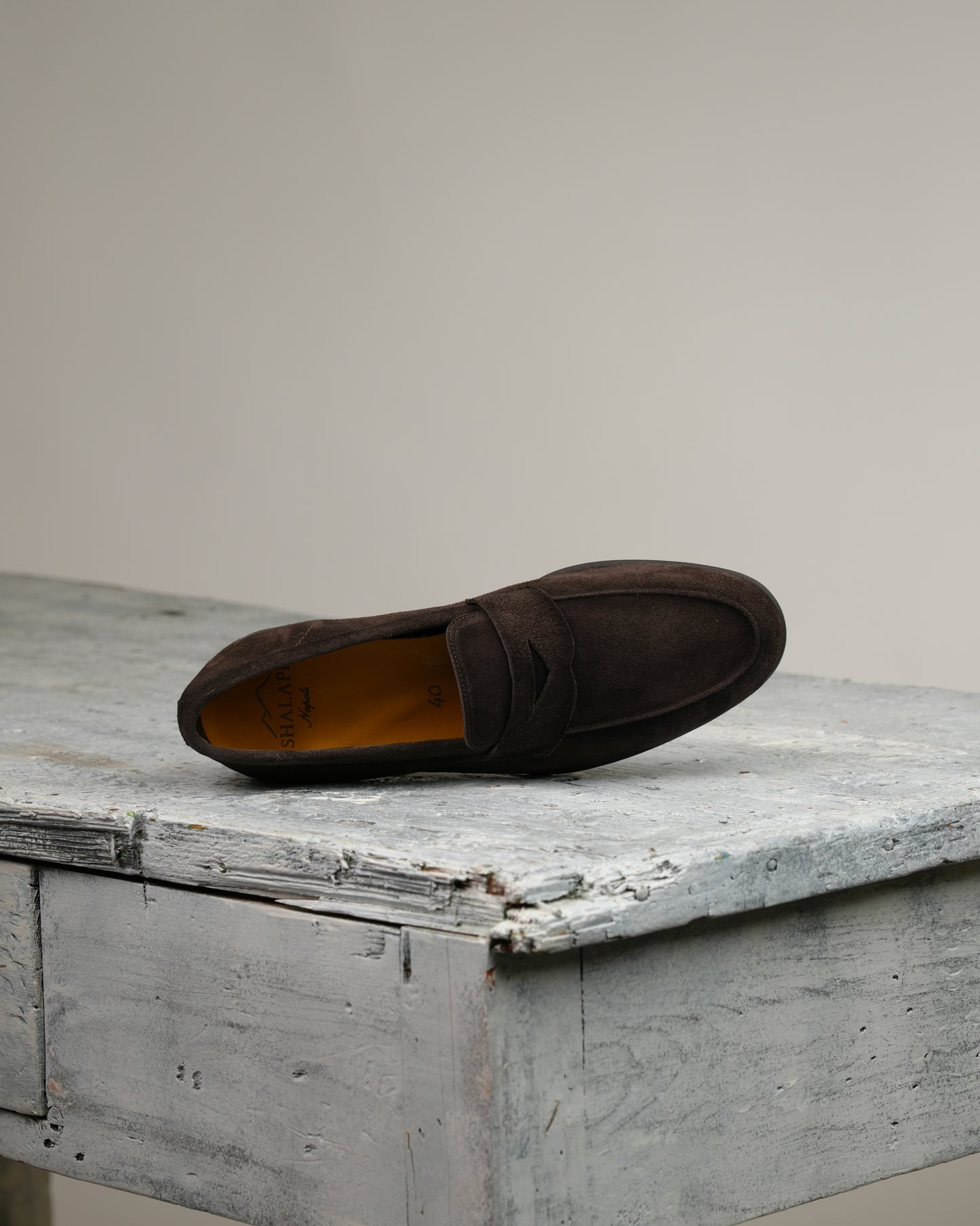 SHALAPI NAPOLI italian loafers for men in suede brown