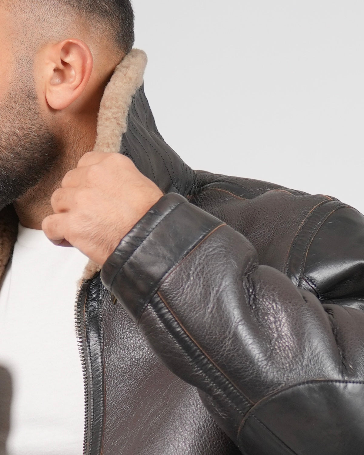 Shalapi Brown Genuine Horse & Sheep Leather Jacket with Natural Fur – for Men