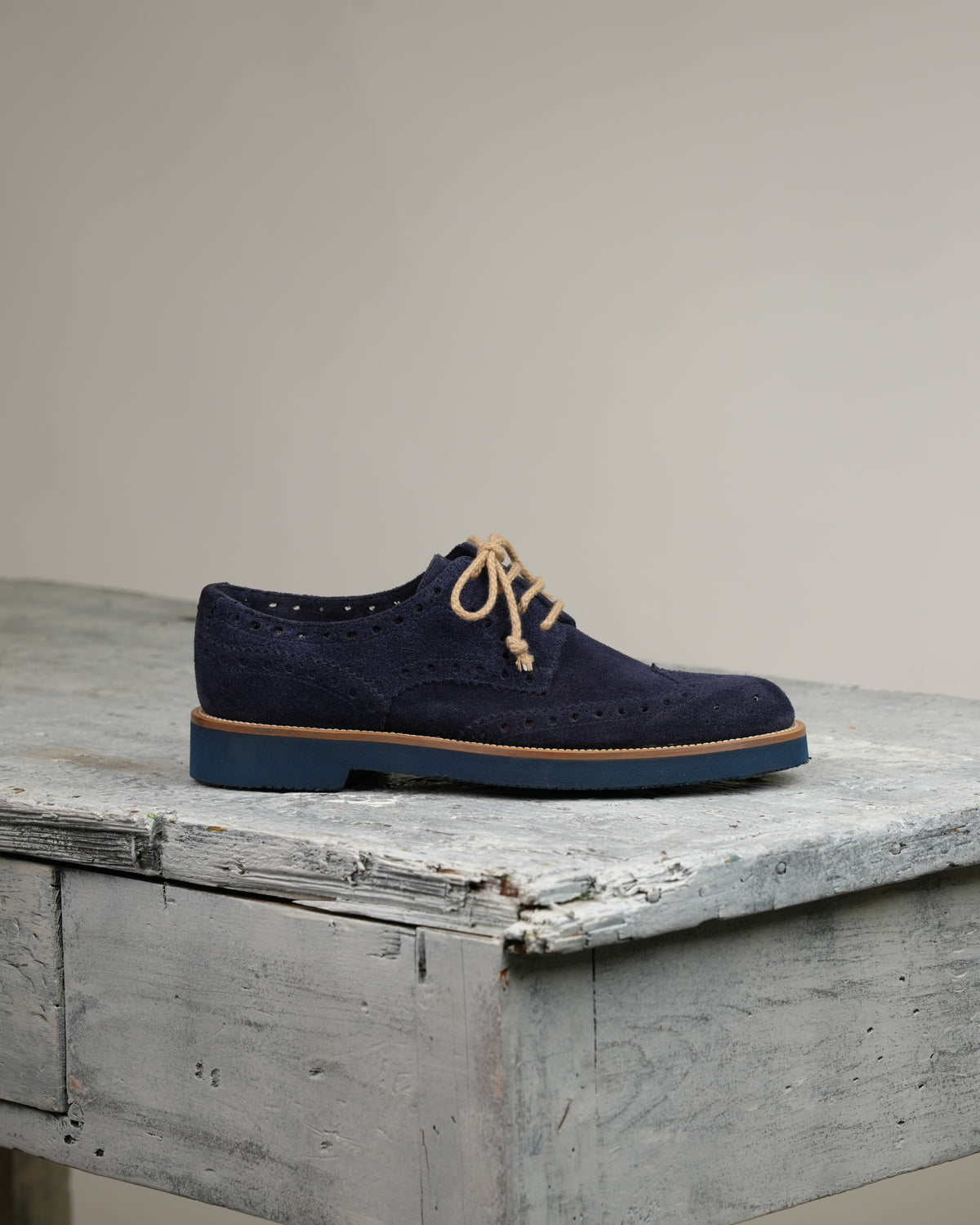 SHALAPI NAPOLI – Oxford brogue Italian Shoes in Suede blue