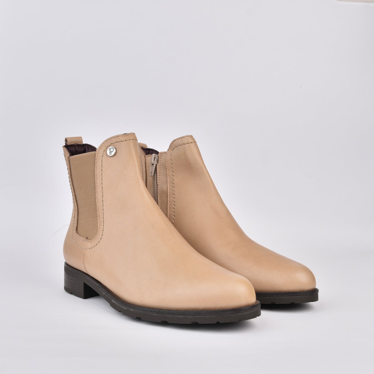 Pitillos 100% Genuine Leather Spanish Chelsea boots in Taupe for women