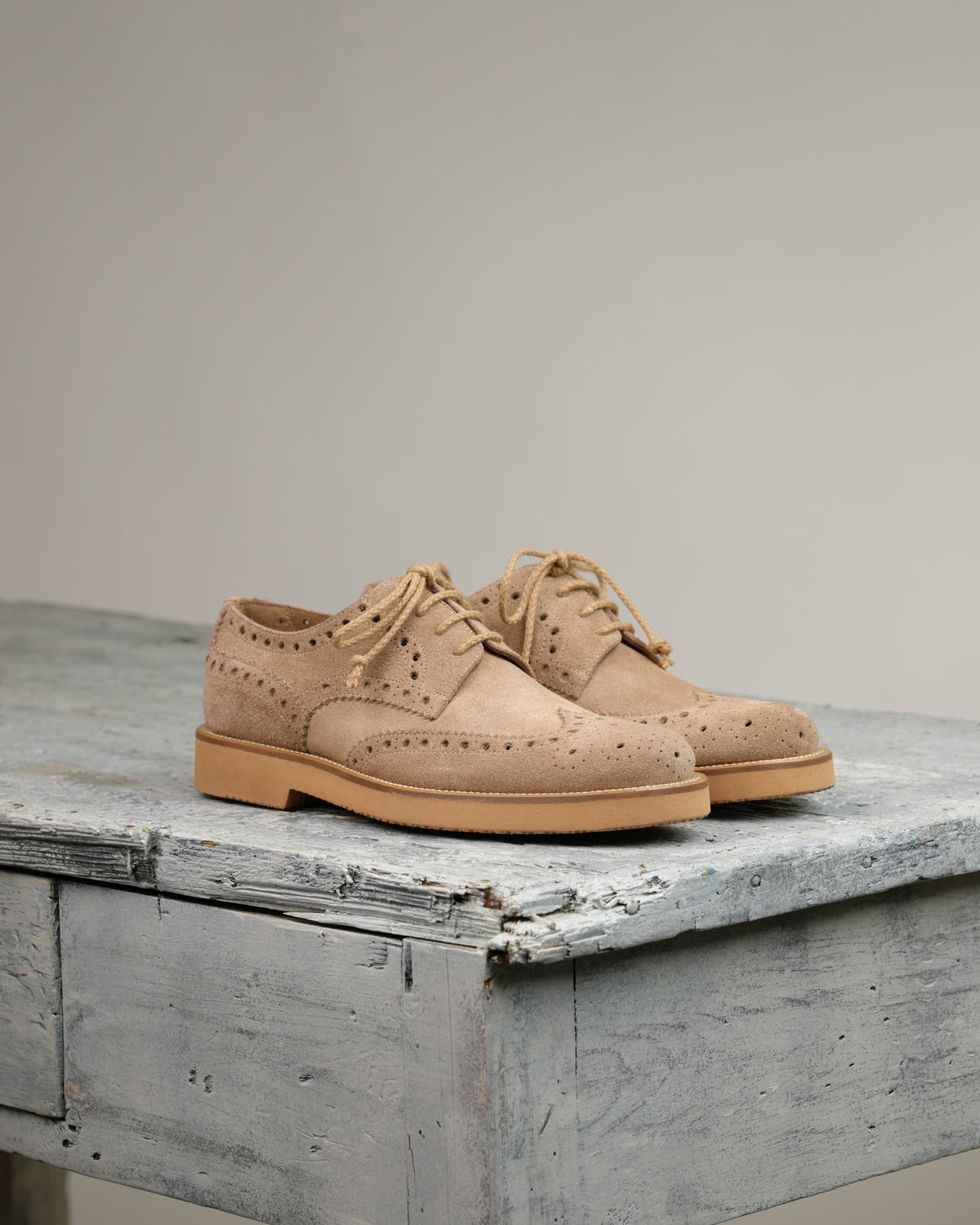 SHALAPI NAPOLI – Oxford brogue Italian Shoes in Suede bige
