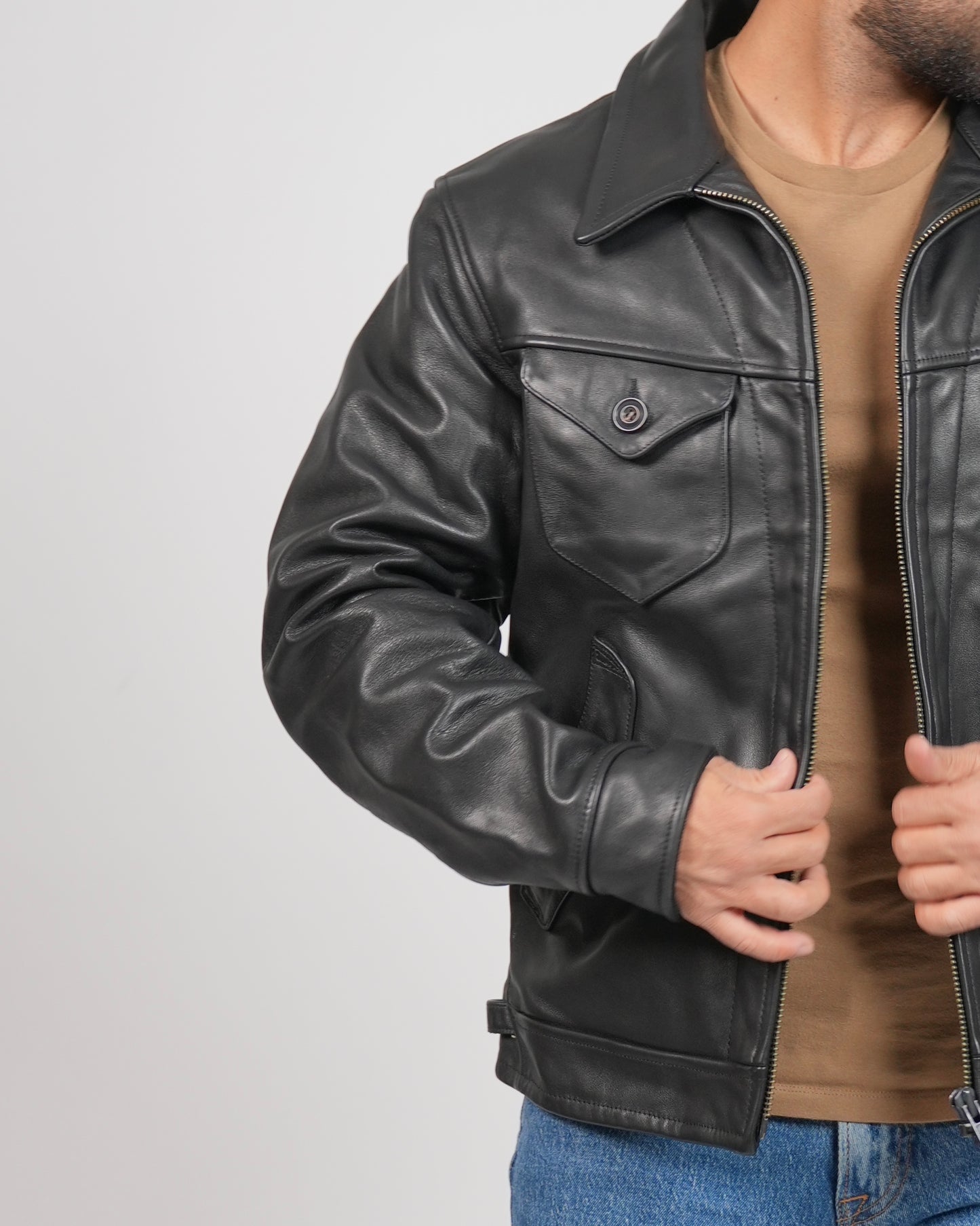 Shalapi Black Leather Jacket for men
