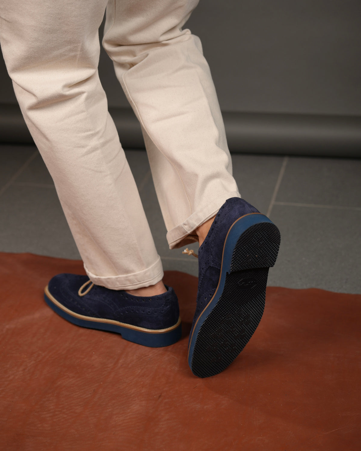 SHALAPI NAPOLI – Oxford brogue Italian Shoes in Suede blue