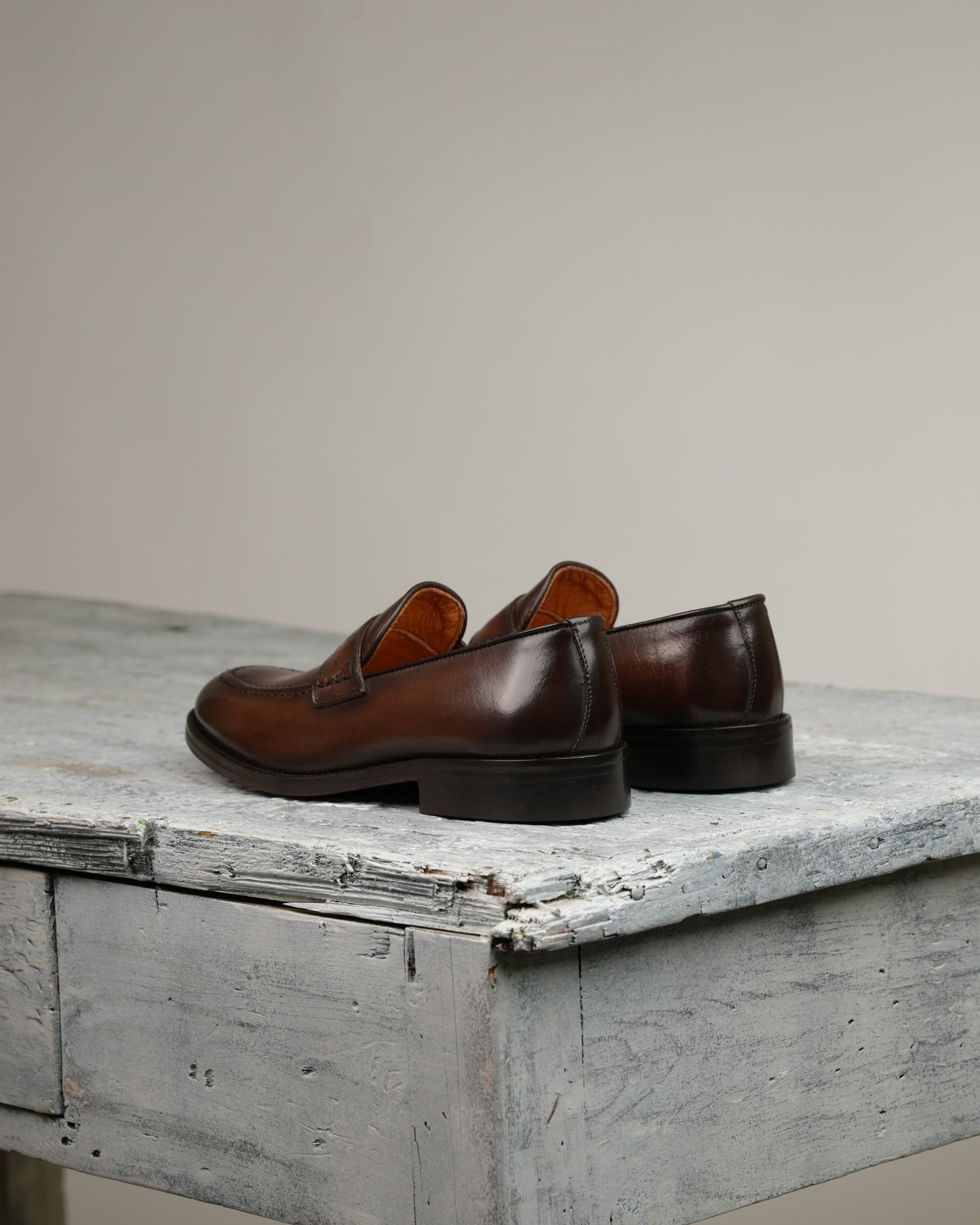 Shalapi Napoli penny loafers for men in brwon