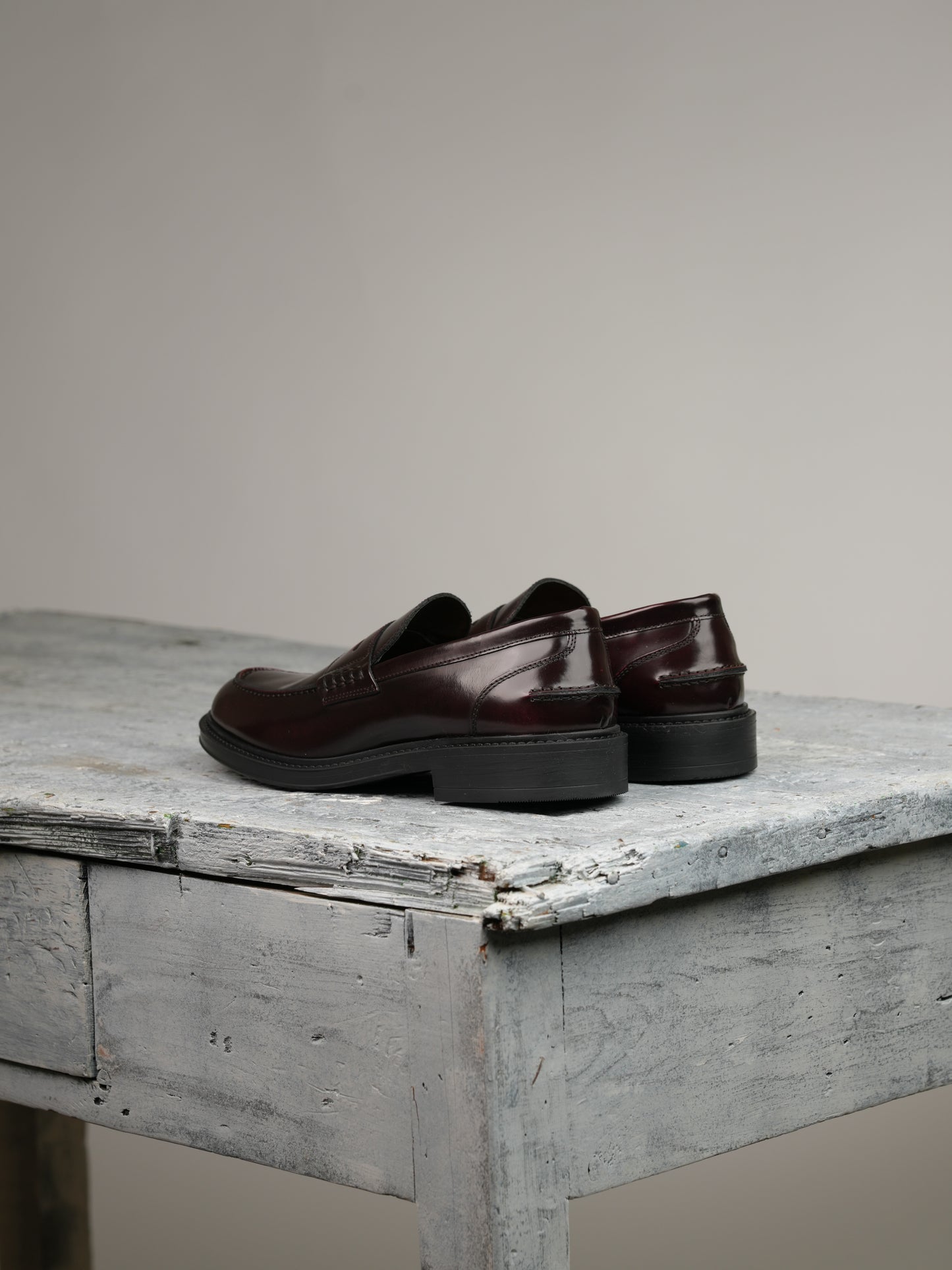 SHALAPI Napoli penny loafers for men in shiny burdo
