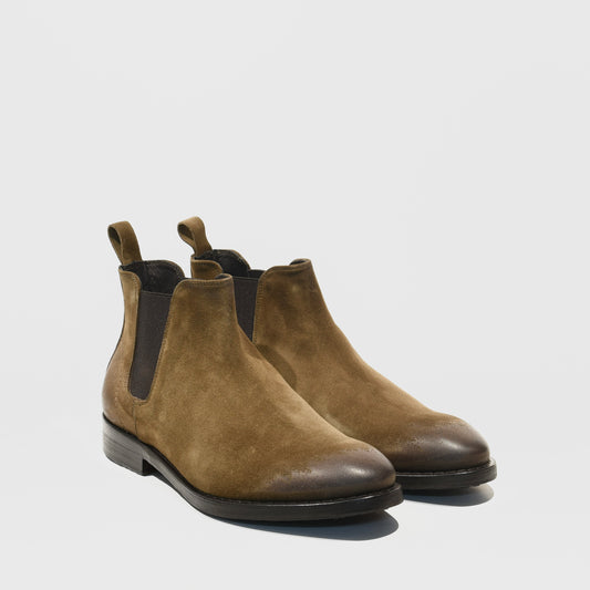 Shalapi Italian Chelsea boots for men in suede Beige