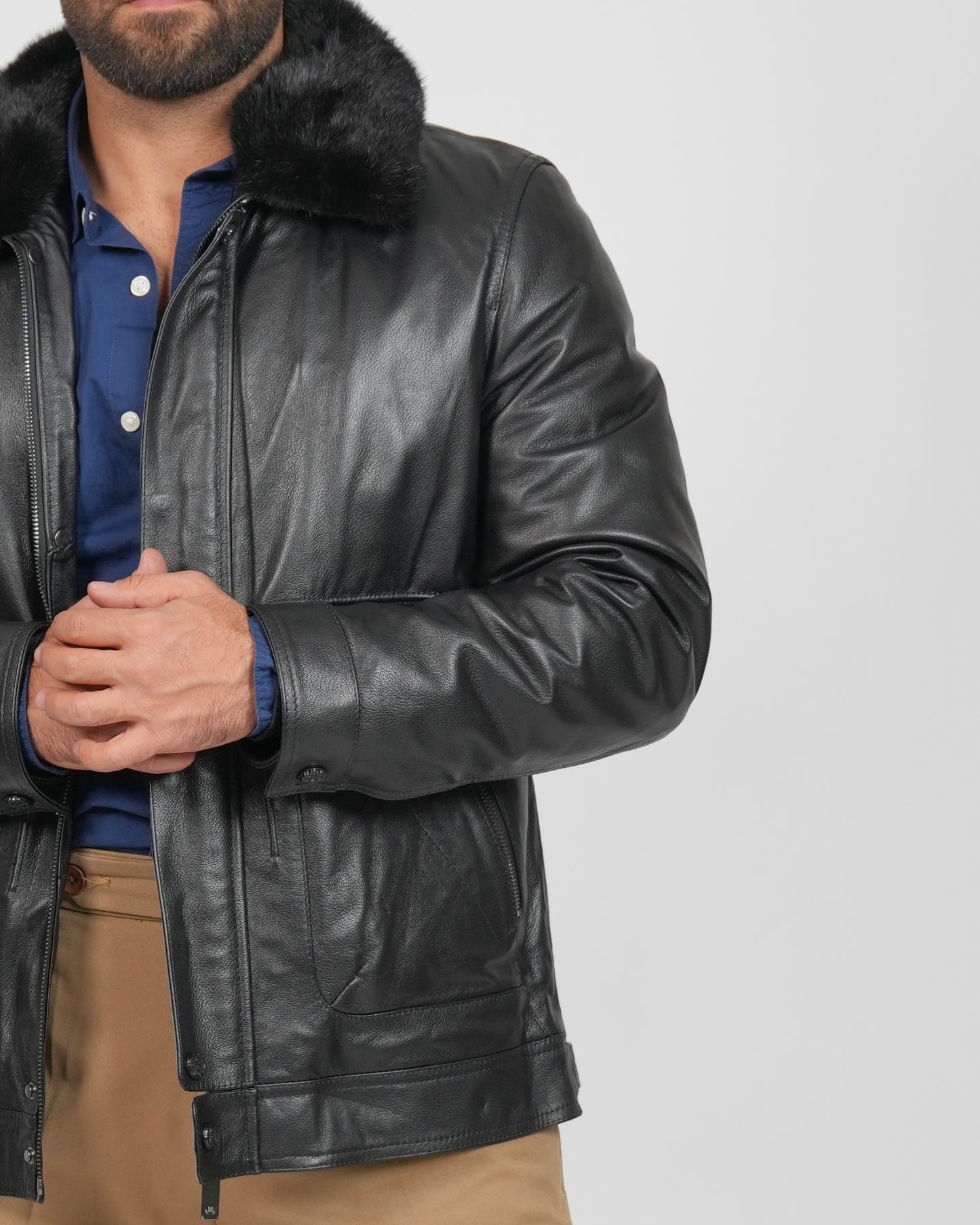 Shalapi Black Leather Jacket for men