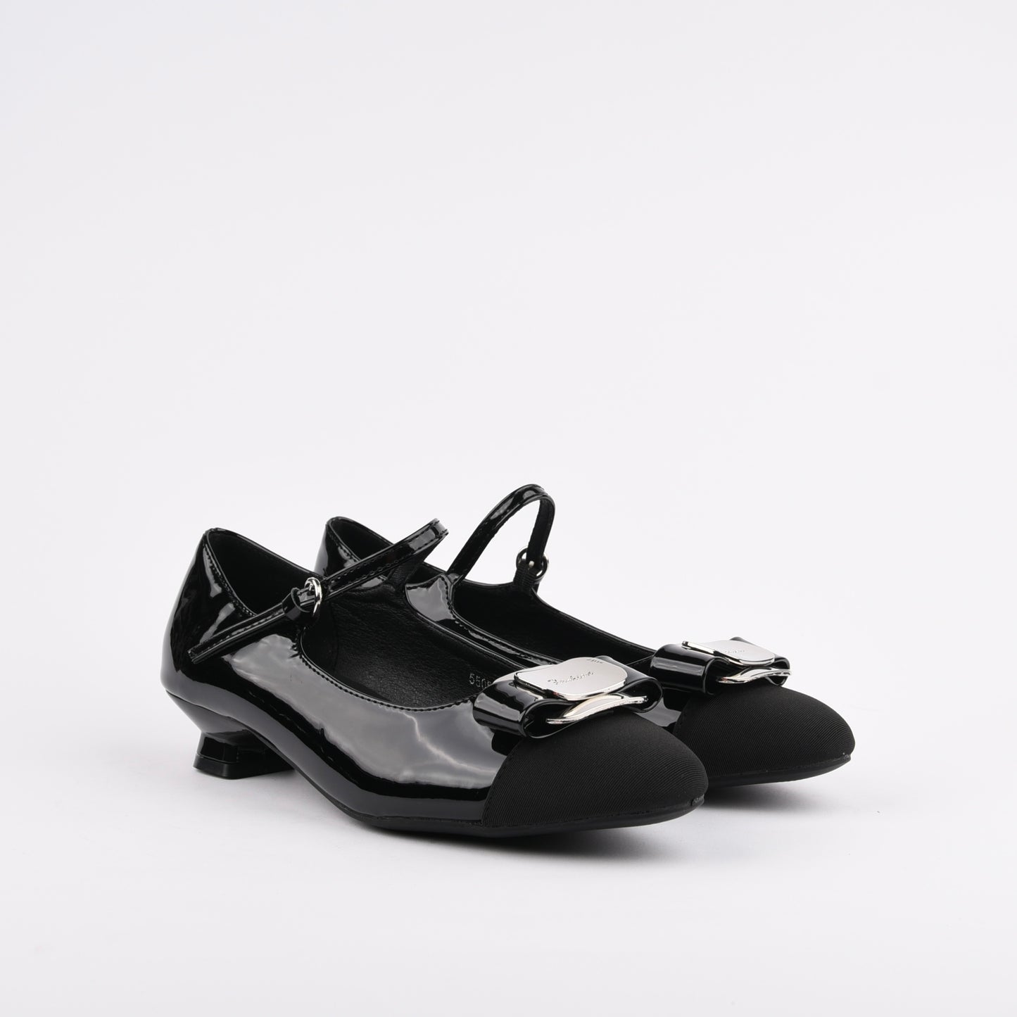 Shalapi classic low heel shoes for women in shiny black