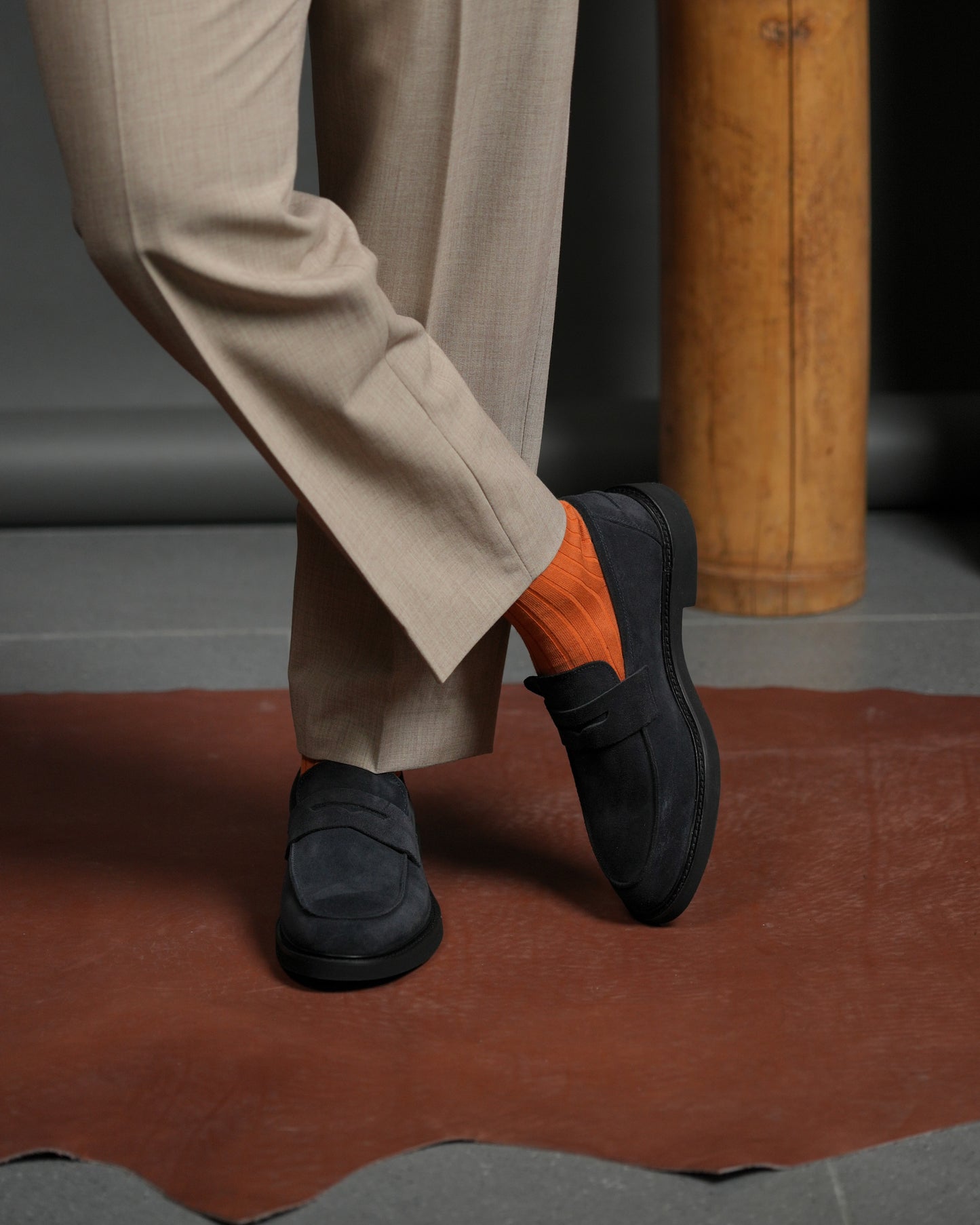 SHALAPI NAPOLI penny loafers for men in suede blue
