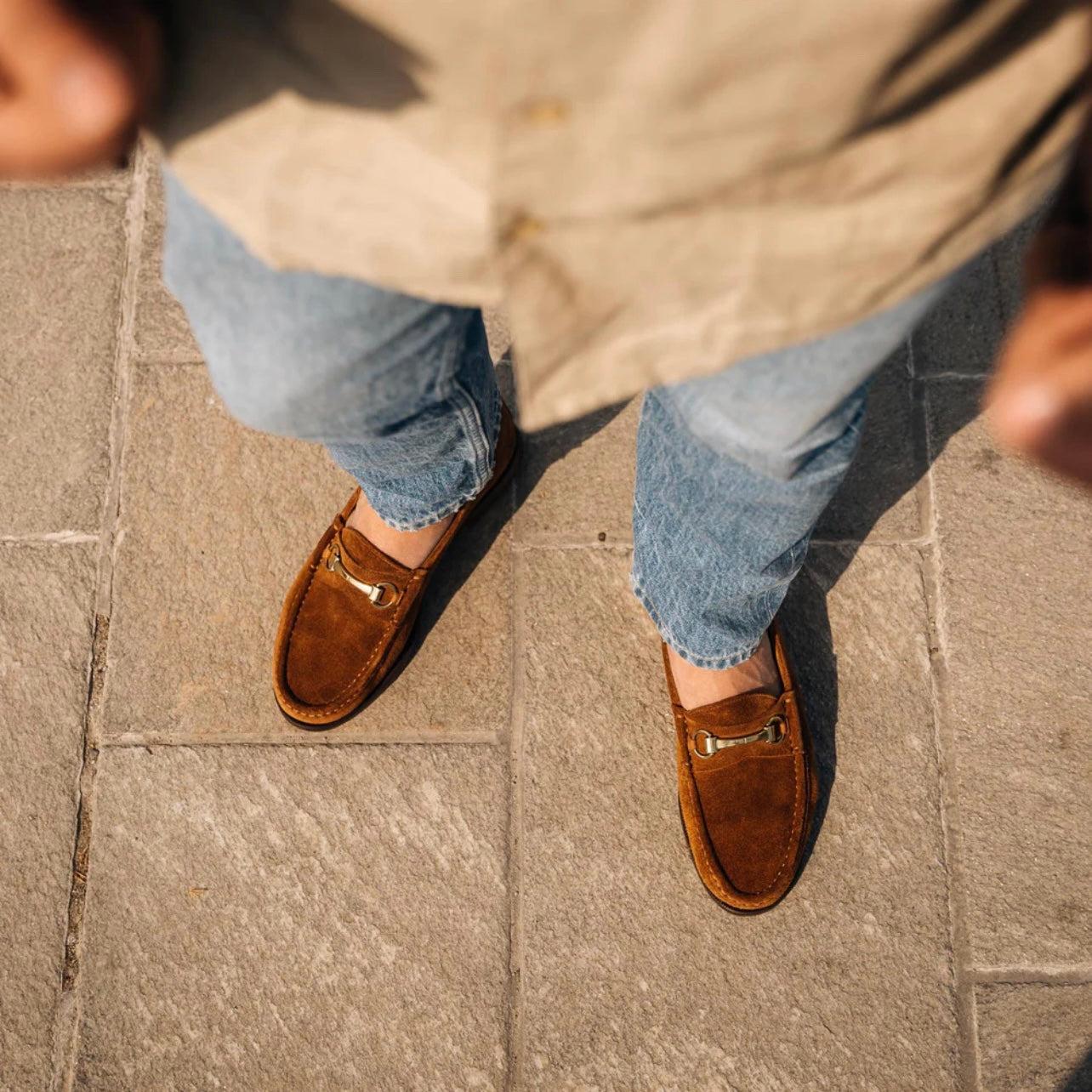 Shalapi Italian loafers for Men in suede Camel