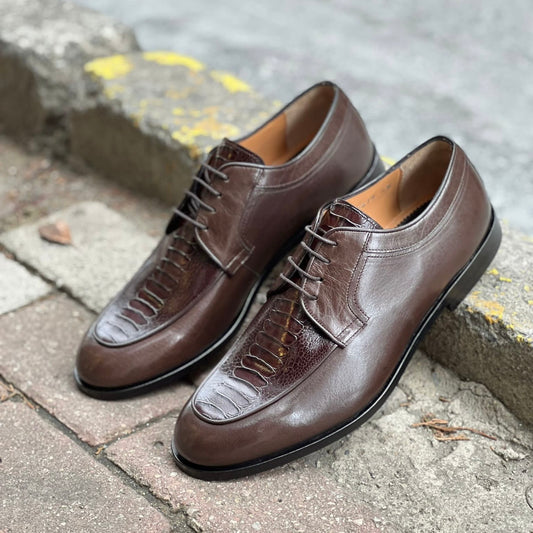 Choco Turkish Lace up shoes for men in brown black Buffalo leather